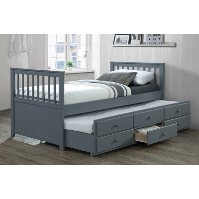Twin Captains Bed T-2100 (Grey)